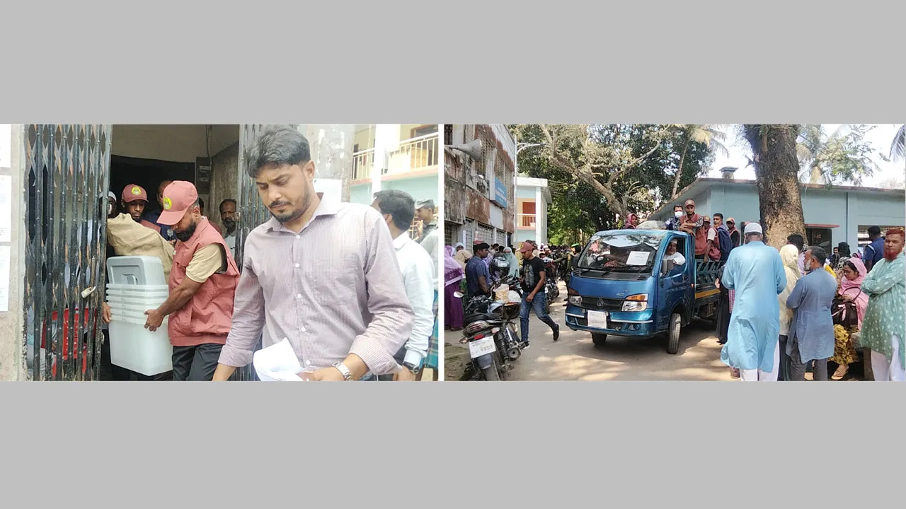 শেরপুর-৩ আসনে নির্বাচন : কেন্দ্রগুলোতে পৌঁছেছে নির্বাচনী সরঞ্জাম