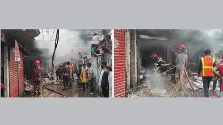 সোনারগাঁওয়ে আগুনে পুড়ল ১৫টি দোকান