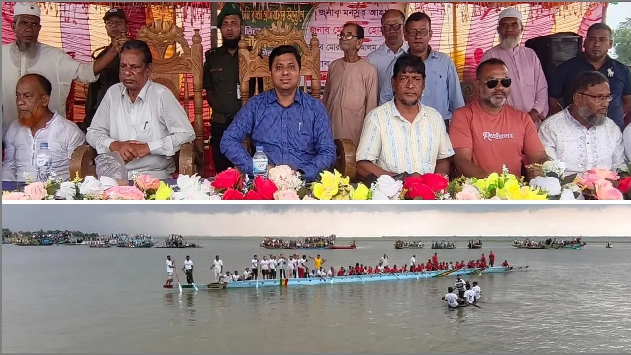 সরাইলে তিতাস নদীতে নৌকাবাইচ, দর্শকের ভীড়