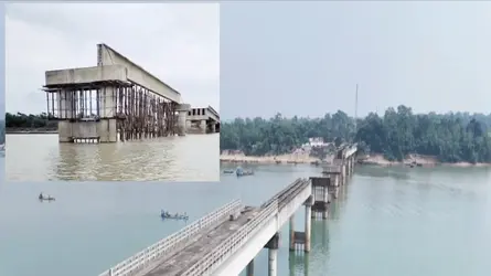 তাহিরপুরে ভেঙে পড়েছে নির্মাণাধীন সেতুর ৫টি গার্ডার