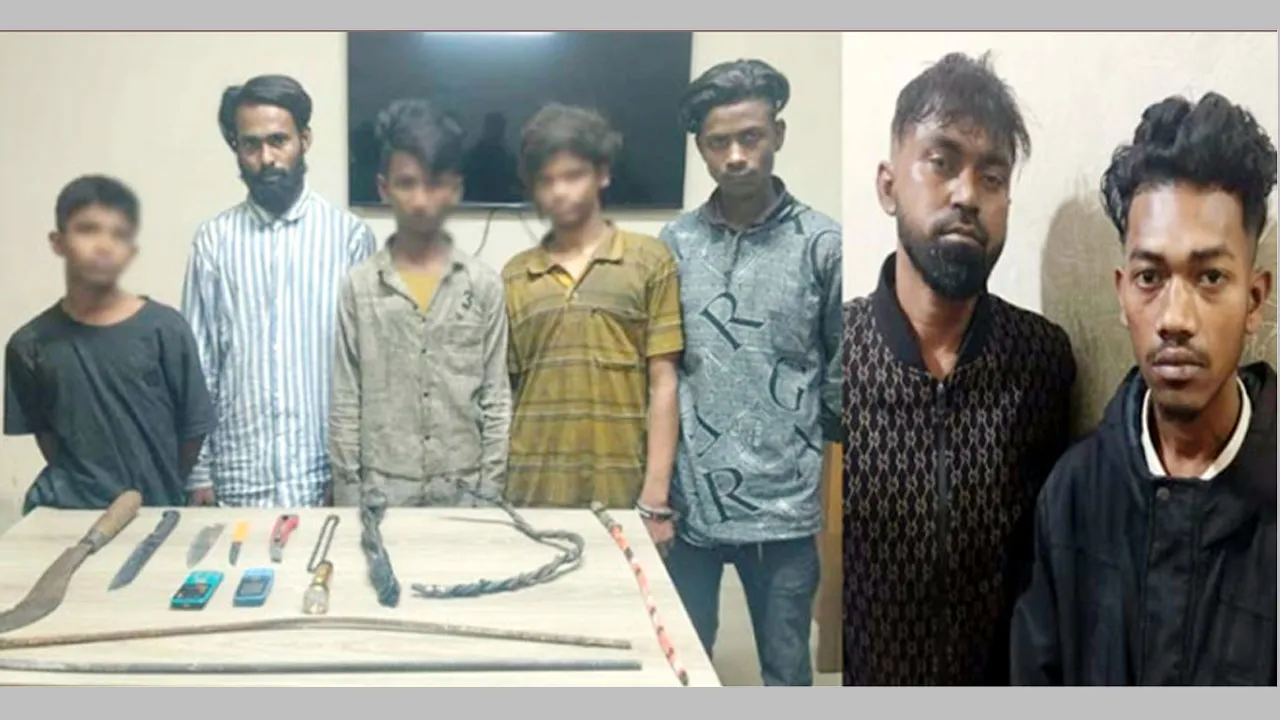 সিলেটে অস্ত্রসহ ৭ ছিনতাইকারী আটক