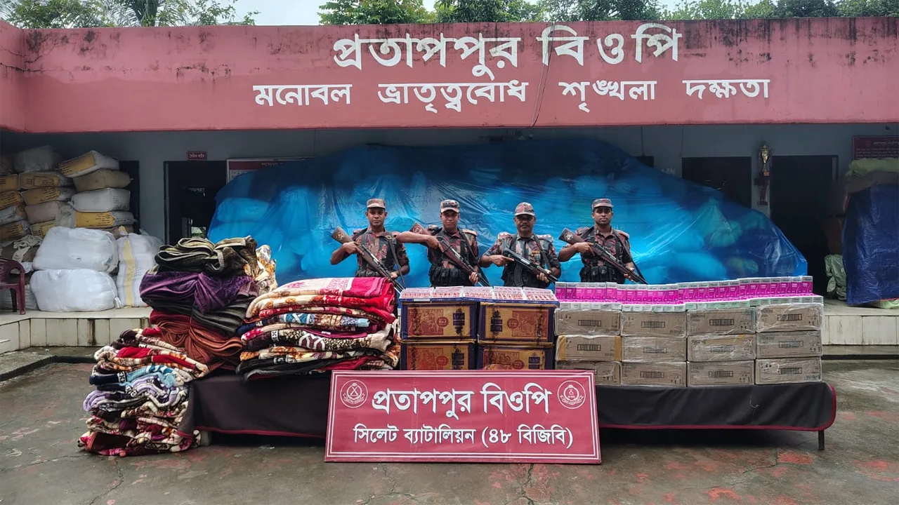 সিলেট সীমান্তে ৪৬ লাখ টাকার ভারতীয় পণ্য জব্দ