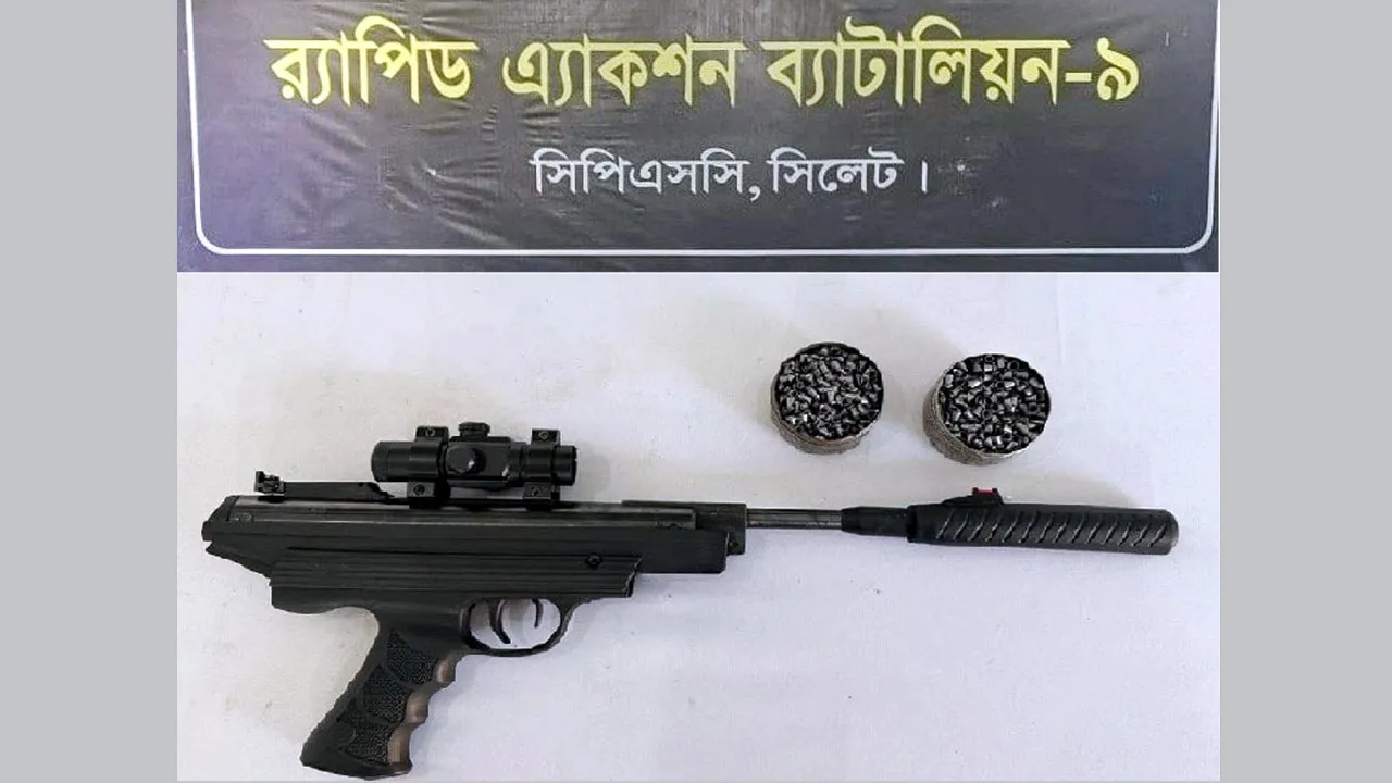 সিলেটে চা বাগান থেকে ৯৭০ গুলিসহ বিদেশী এয়ারগান উদ্ধার
