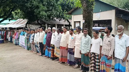 তাহিরপুরে মানহানিকর বক্তব্যের প্রতিবাদে মানববন্ধন ও প্রতিবাদ সভা