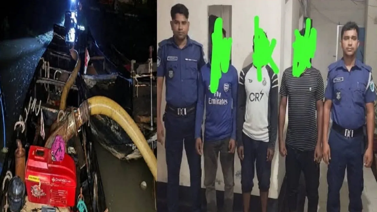 যাদুকাটা-বৌলাই নদীতে অভিযান: ড্রেজারসহ নৌকা জব্দ, তিনজনের কারাদণ্ড