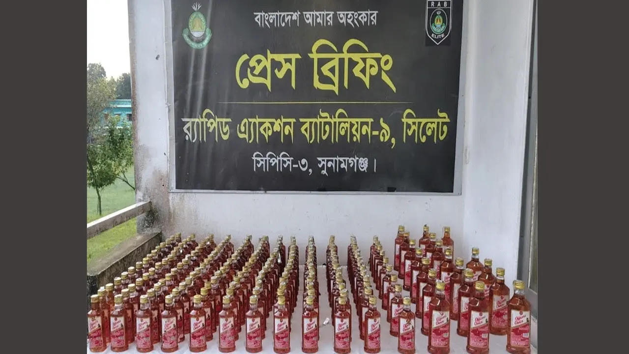 তাহিরপুর থেকে ১৯৩ বোতল বিদেশী মদ জব্দ