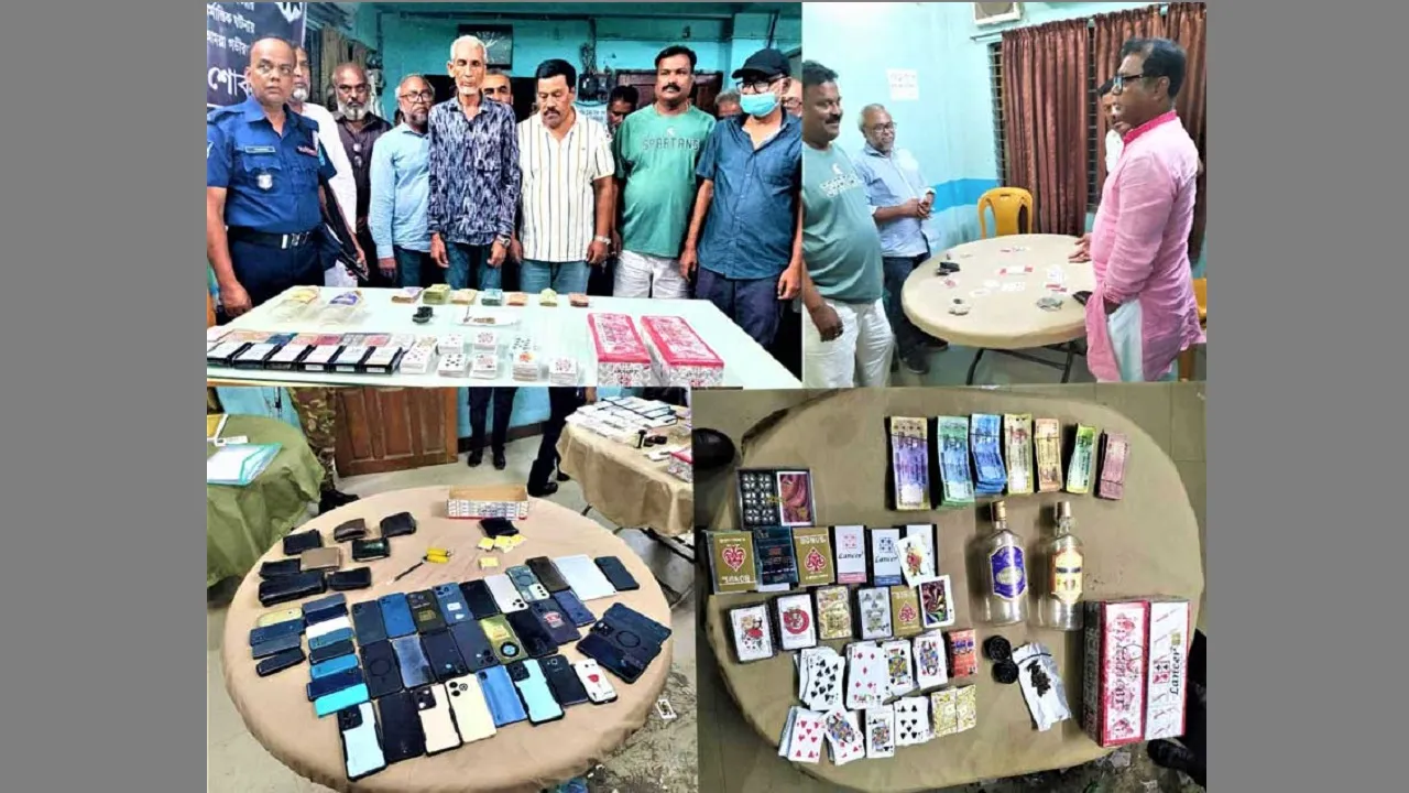 টাঙ্গাইলে জুয়ার আসর থেকে বিএনপি নেতাসহ আটক ৩৪