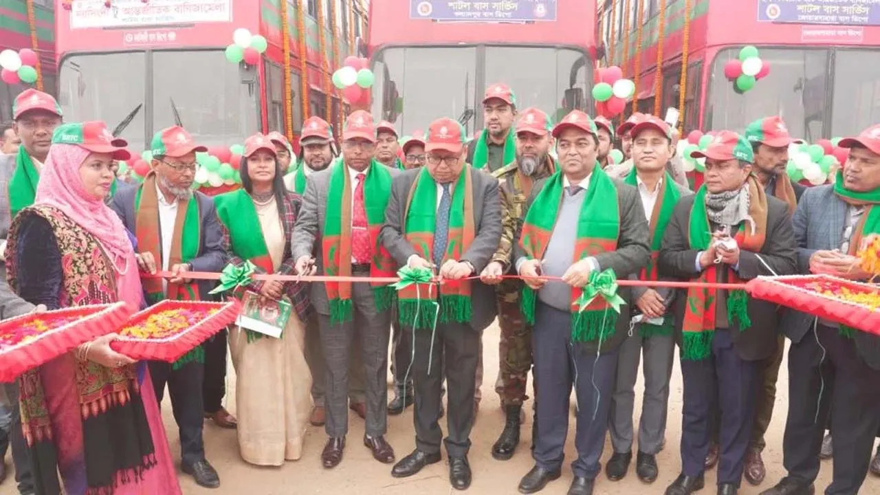 বাণিজ্যমেলা উপলক্ষে বিআরটিসির শাটল বাস সার্ভিসের উদ্বোধন