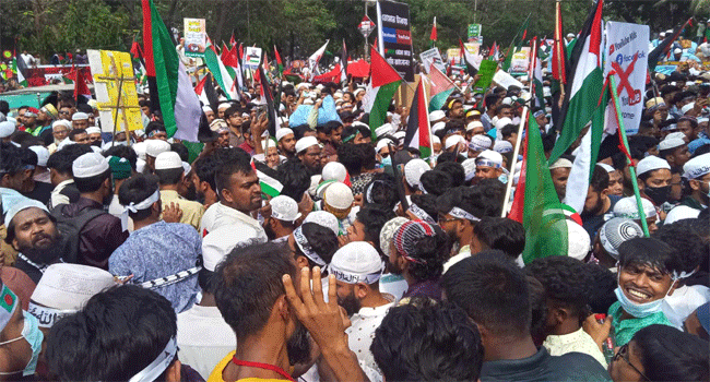 মার্চ ফর গাজা সমাবেশ ছড়িয়েছে বিস্তীর্ণ এলাকায়