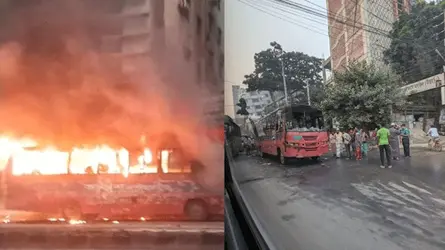 রাজধানীতে দুই বাসে আগুন