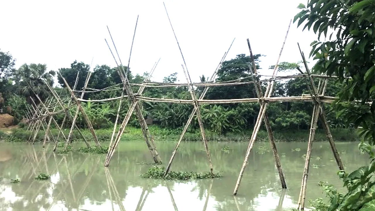 বরিশালে ১৫ হাজার পরিবারের ঝুঁকি নিয়ে সাঁকো পারাপার