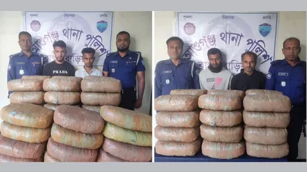 আশুগঞ্জে পৃথক অভিযানে দু’টি ট্রাকসহ ১৫৩ কেজি গাঁজা উদ্ধার, আটক ৪