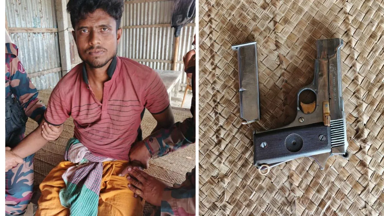কুষ্টিয়া সীমান্তে বিদেশী পিস্তলসহ আটক ১