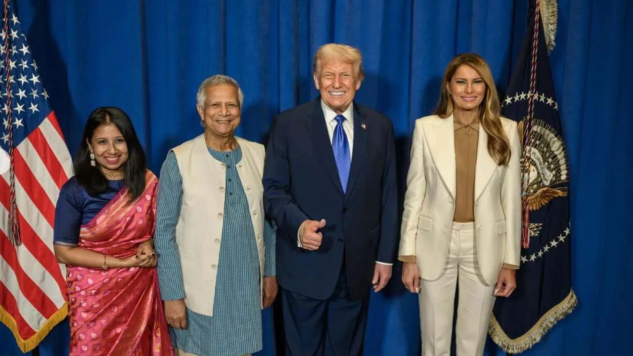 মার্কিন প্রেসিডেন্টের সংবর্ধনা অনুষ্ঠানে প্রধান উপদেষ্টা ও তার কন্যা