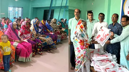 বিয়ানীবাজারে দুর্গাপূজা উপলক্ষে বিএনপি নেতার শারদ বস্ত্র বিতরণ