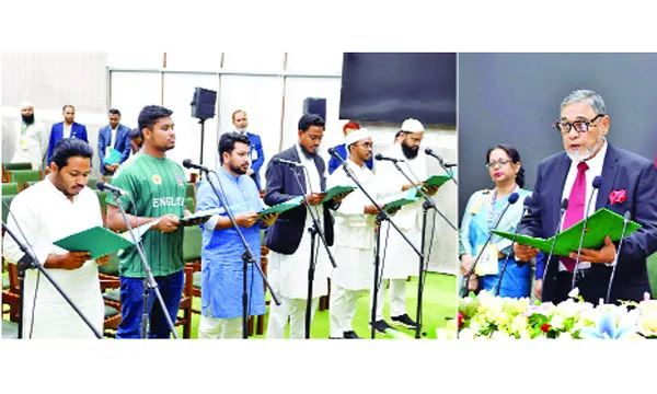 শপথ নিলেন এনসিপির ৬ এমপি  মন্ত্রিপরিষদ নিয়ে প্রশ্ন