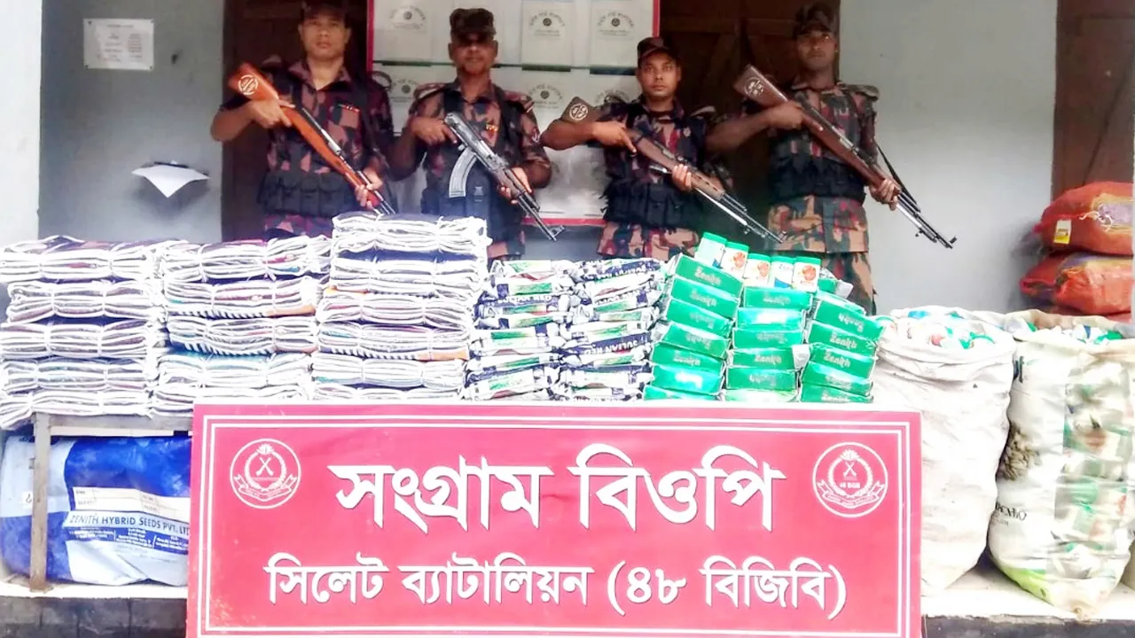 সিলেট সীমান্তে ২ কোটি টাকার চোরাইপণ্য জব্দ