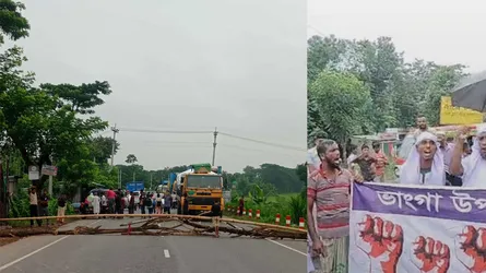 ভাঙ্গায় মহাসড়ক ও রেলপথ অবরোধ, ইউপি চেয়ারম্যান আটক