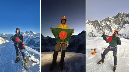 হিমালয়ের ৩ শিখরে লাল-সবুজের পতাকা হাতে বিকাশ বর্মণ