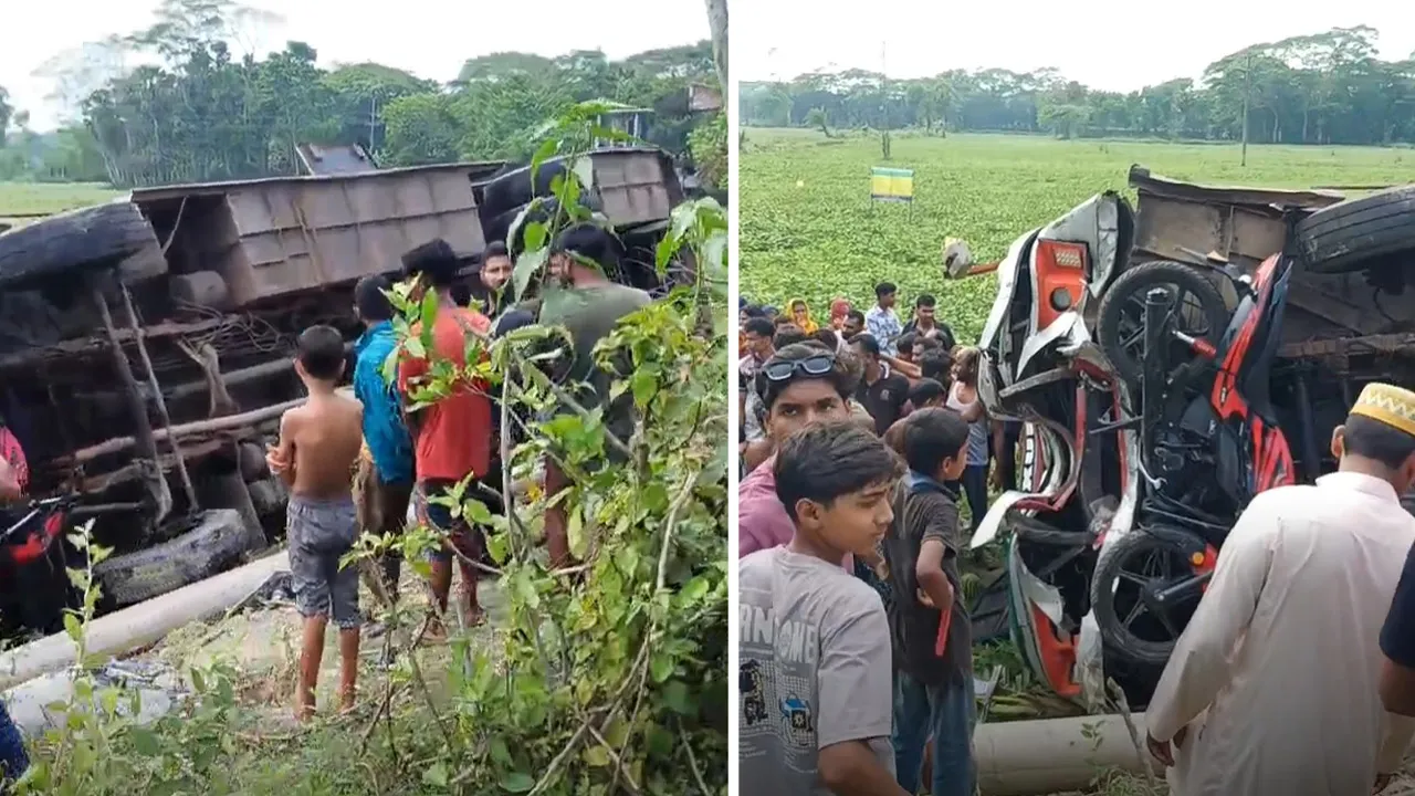 বাকেরগঞ্জে ৩ পরিবহনের সংঘর্ষে নিহত ১, আহত ১৪