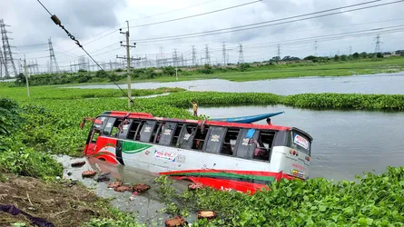 মুকসুদপুরে খাদে বাস পড়ে আহত ৩০