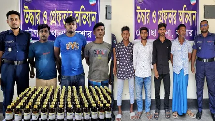 চৌগাছায় পুলিশের অভিযানে মাদক ও চাকুসহ আটক ৮