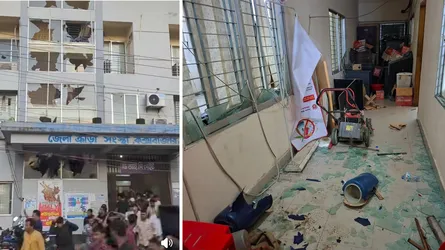কক্সবাজার স্টেডিয়ামে দর্শকদের হামলা ও অগ্নিসংযোগ