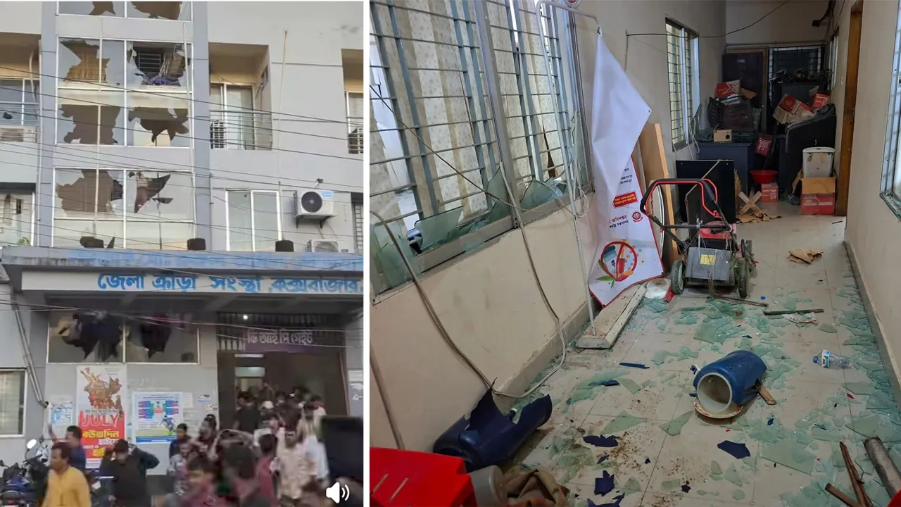কক্সবাজার স্টেডিয়ামে দর্শকদের হামলা ও অগ্নিসংযোগ