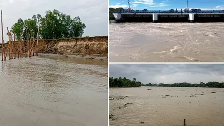 উজানের ঢল ও ভারী বৃষ্টিতে নদ-নদীর পানি বাড়ছে : ৩ জেলায় বন্যার শঙ্কা