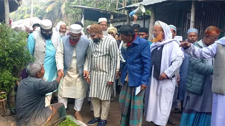 হাইমচরে দাঁড়িপাল্লা মার্কায় জামায়াত প্রার্থীর গণসংযোগ