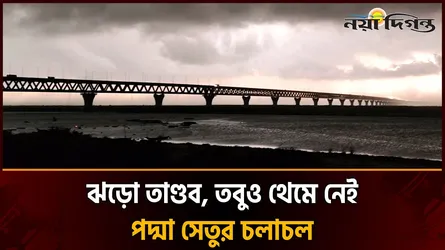 প্রমত্তা পদ্মার মাঝেও থেমে নেই সেতুর ওপর জীবনের অবিরাম ছুটে চলা