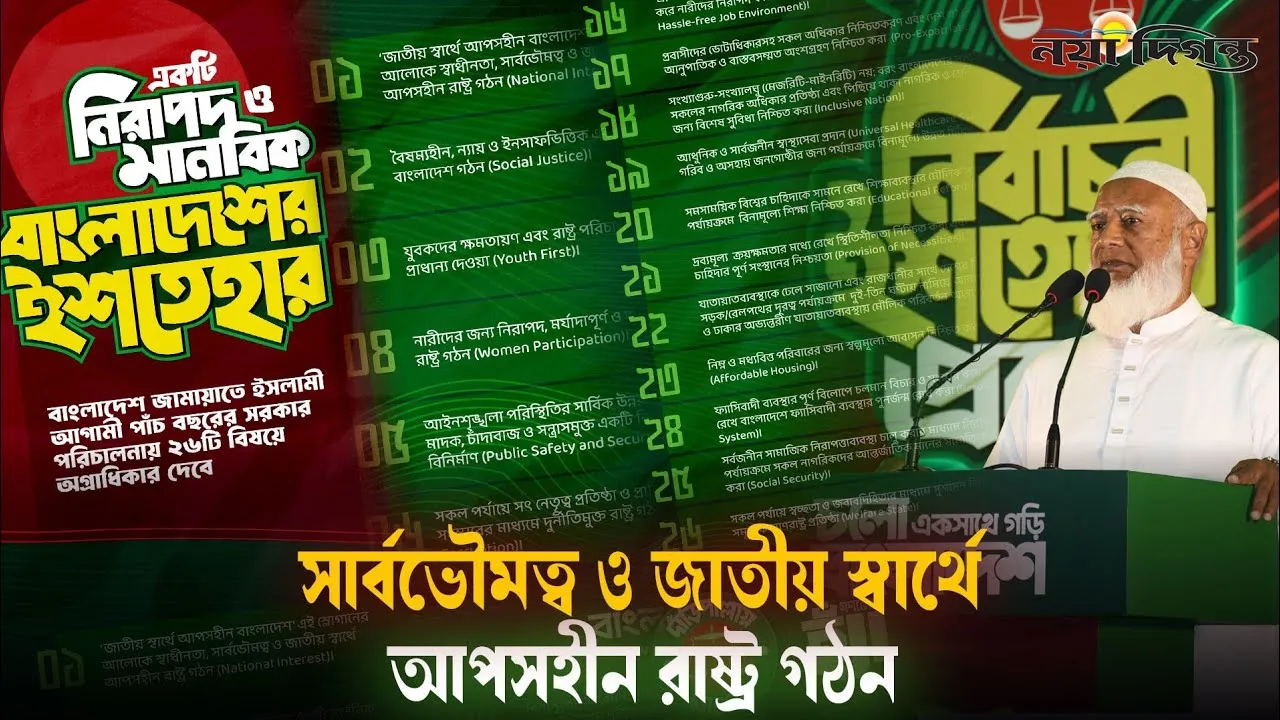 জামায়াতের ইশতেহারে অগ্রাধিকার দেয়া ২৬টি বিষয়