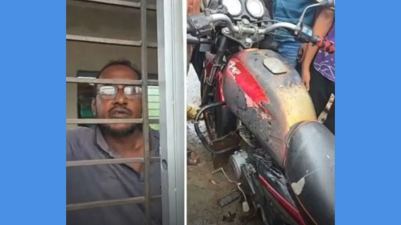 ট্রাফিক মামলা দেয়ায় ক্ষোভ, পুলিশের সামনেই মোটরসাইকেলে আগুন দিলেন চালক