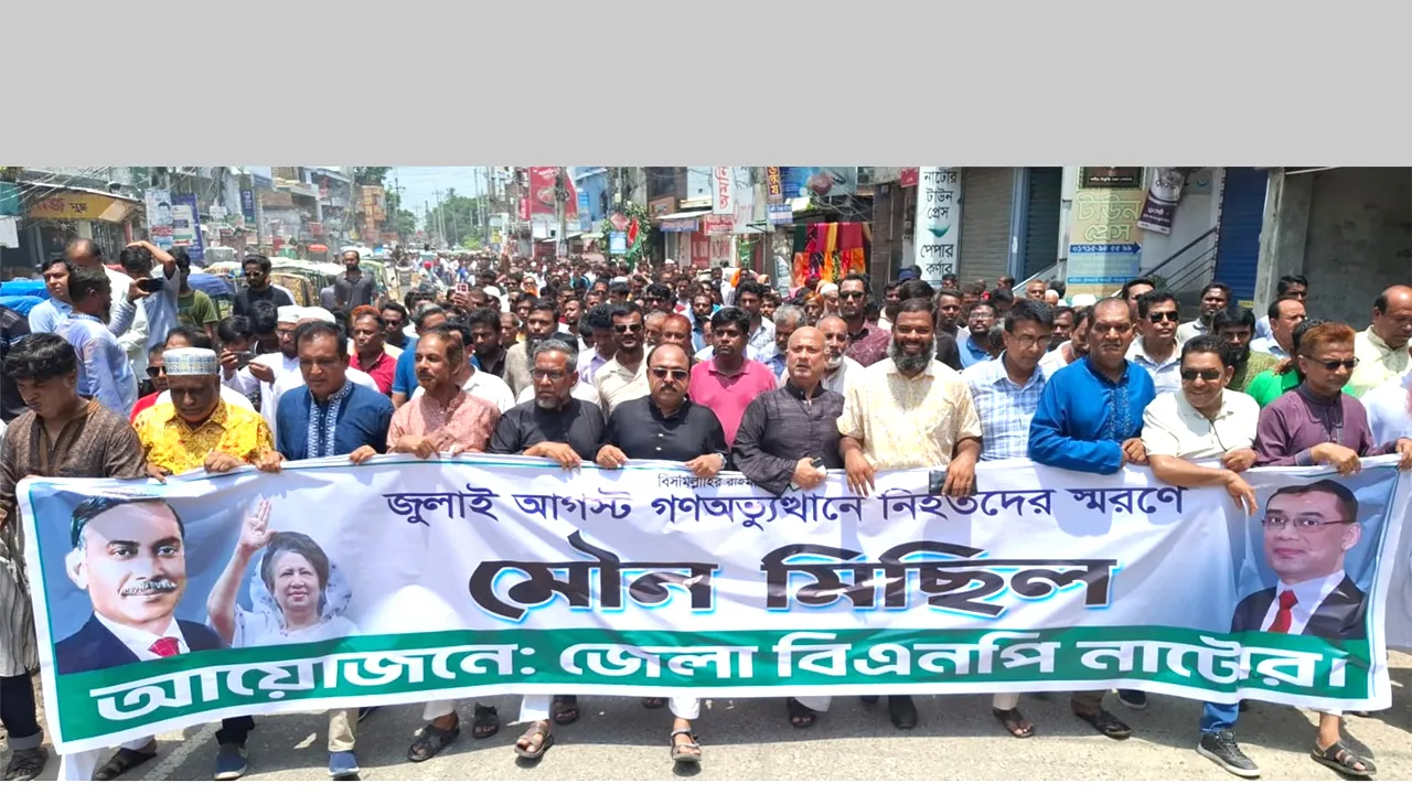 নাটোরে জুলাই গণঅভ্যুত্থানে নিহতদের স্মরণে বিএনপির মৌন মিছিল