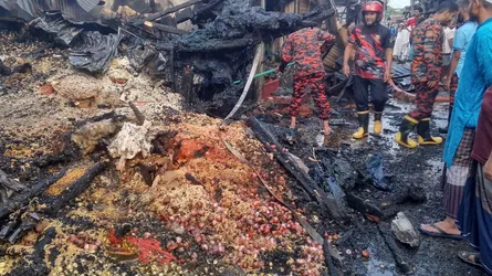 নেছারাবাদে আগুনে পুড়ে ছাই ১৭ দোকান