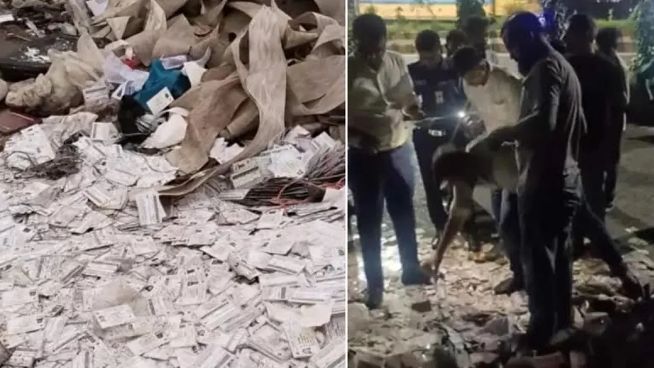 নারায়ণগঞ্জে সড়কের পাশে মিলল ৫ বস্তা এনআইডি কার্ড