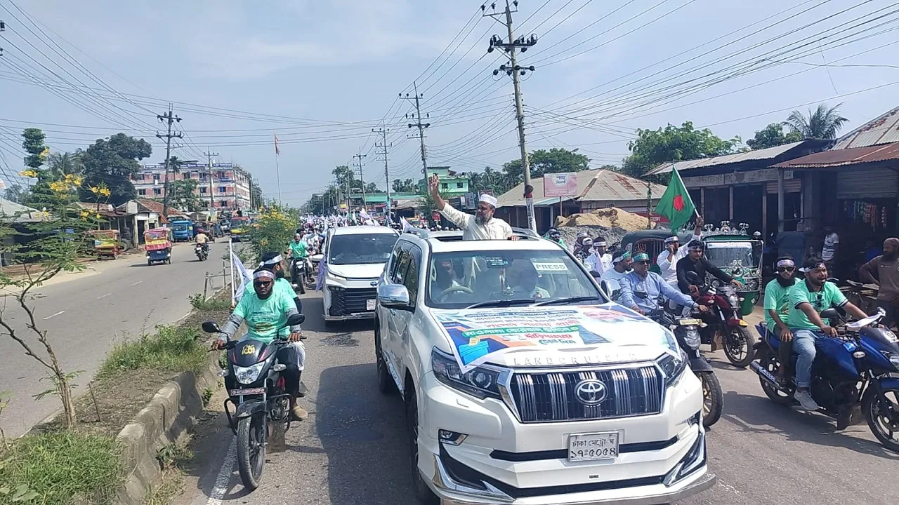 নোয়াখালীতে দাঁড়িপাল্লার সমর্থনে মটরসাইকেল শোভাযাত্রা