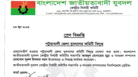 পটুয়াখালী জেলা যুবদলের কমিটি বিলুপ্ত
