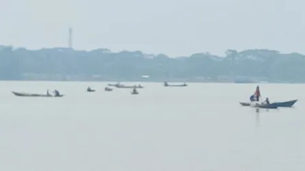 উজিরপুরে নিষেধাজ্ঞা অমান্য করেই সন্ধ্যা নদীতে চলছে ইলিশ ধরার মহোৎসব