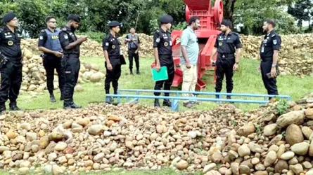 সিলেটে মাটির নিচ থেকে লক্ষাধিক ঘনফুট পাথর উদ্ধার