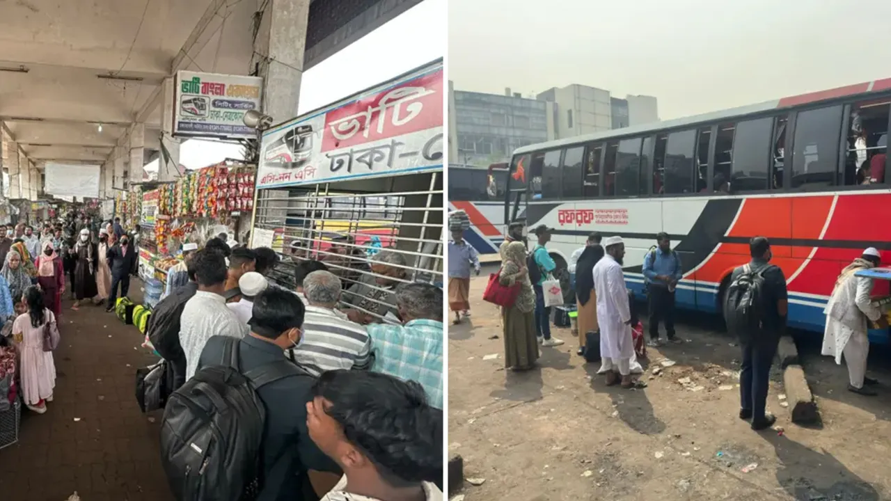 ভোট দিতে ঘরমুখো মানুষের উপচে পড়া ভিড়