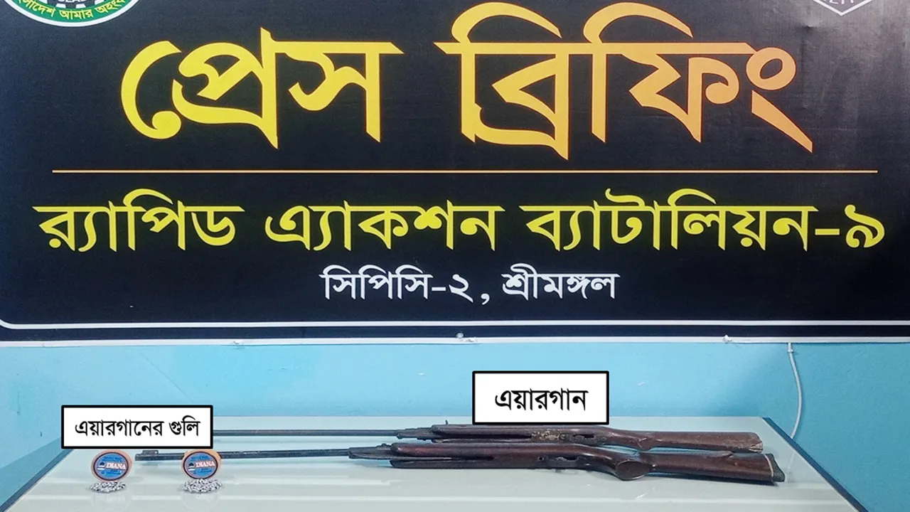 সিলেটে গুলিসহ ২ এয়ারগান উদ্ধার