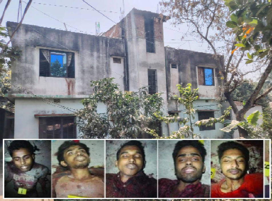 গাজীপুরের হারিনাল পাতারটেকের এই বাড়িতে ২০১৬ সালে জঙ্গি আস্তানার নামে অভিযান চালায় সিটিটিসি। পরে সেখান থেকে ৭ জনের (ইনসেটে) গুলিবিদ্ধ লাশ উদ্ধার হয় : নয়া দিগন্ত