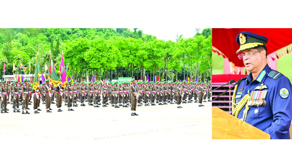 মিলিটারি একাডেমিতে রাষ্ট্রপতি কুচকাওয়াজে বক্তব্য রাখেন এয়ার চিফ মার্শাল হাসান মাহমুদ খান : আইএসপিআর