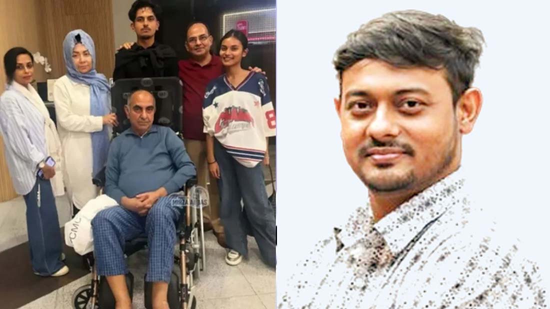 মির্জা আব্বাস তার পরিবারের সাথে (বাঁয়ে) ও এনসিপি নেতা নাসীরুদ্দীন পাটওয়ারী
