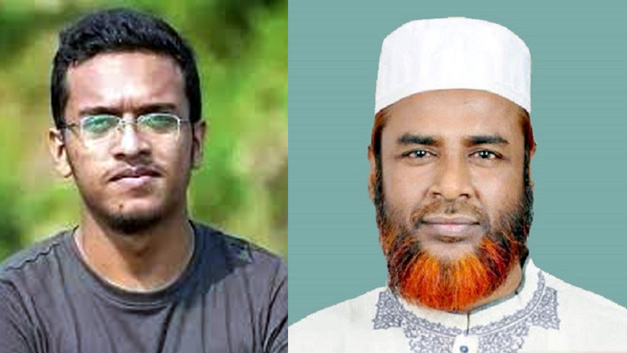 আবরার ফাহাদ (বাঁয়ে) ও অধ্যাপক মিয়া গোলাম পরওয়ার