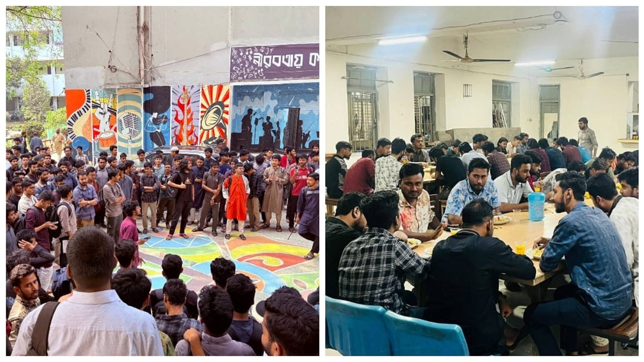 শিক্ষার্থীদের বিক্ষোভের মুখে দলীয় ব্যানার বাদ দিয়ে সাধারণ শিক্ষার্থী বেশে ছাত্রদলের ইফতার