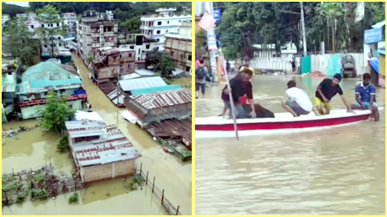 ভারী বর্ষণ ও পাহাড়ি ঢলে বান্দরবান শহরের এক-তৃতীয়াংশ এলাকা পানির নিচে