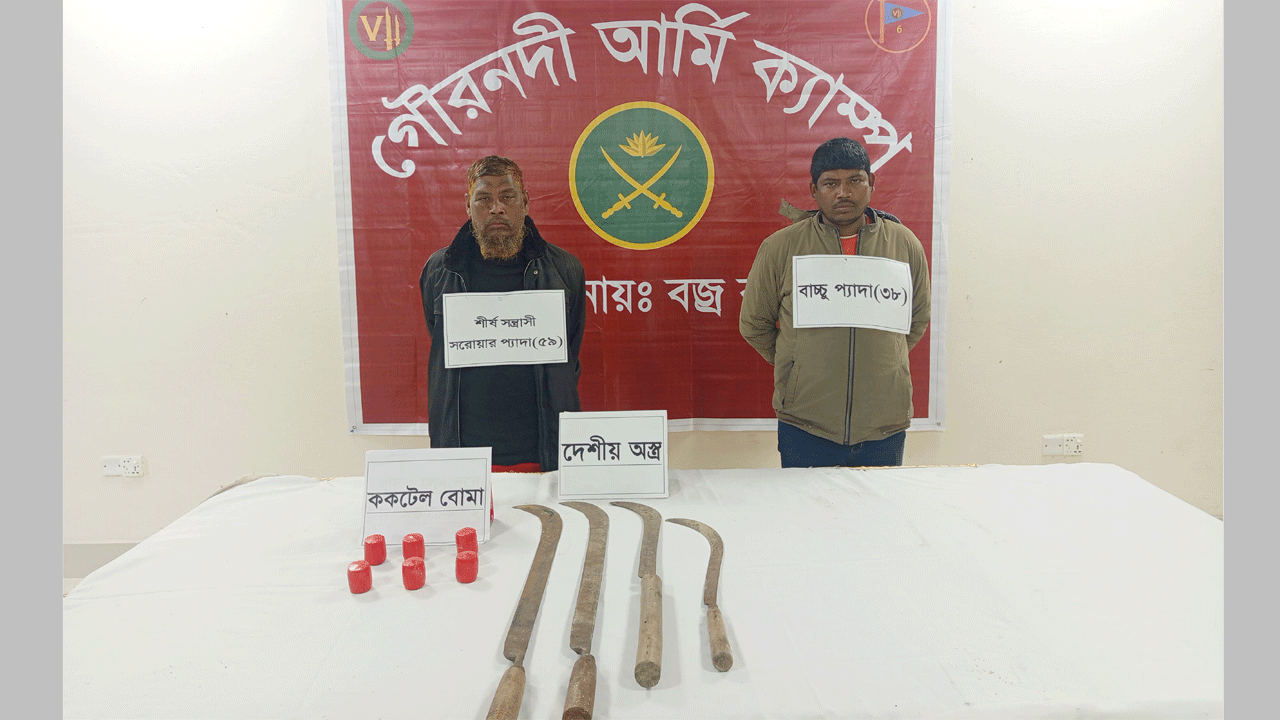 ককটেল ও দেশীয় অস্ত্রসহ আটক দুই ভাই