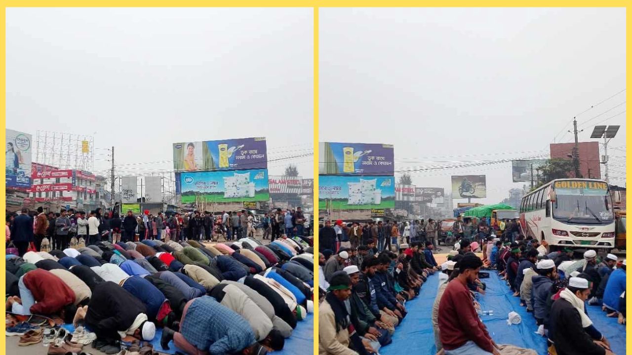 শহীদ হাদি হত্যার বিচারের দাবিতে মহাসড়ক অবরোধ করেছে ছাত্র-জনতা